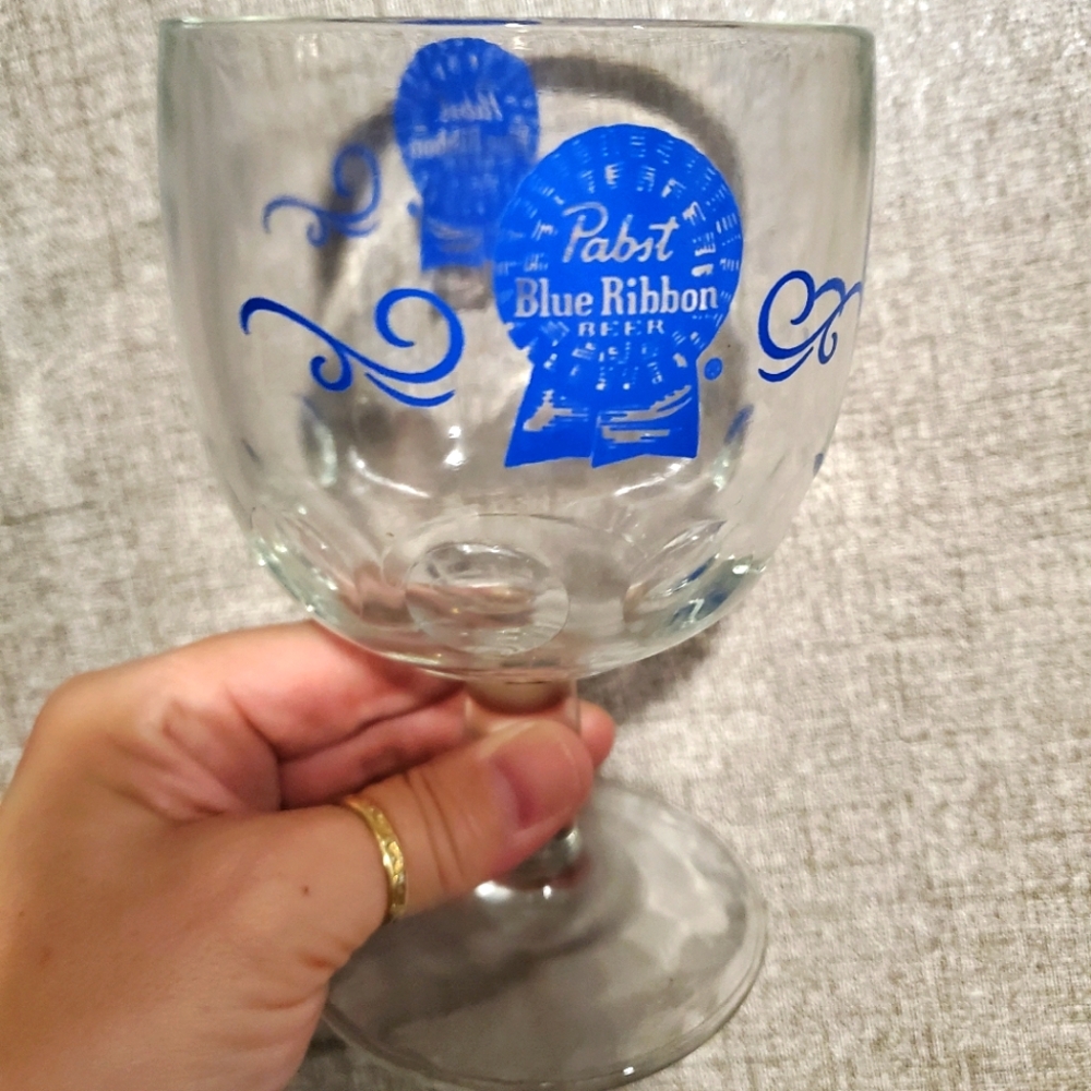 Vintage Pabst Blue Ribbon goblet